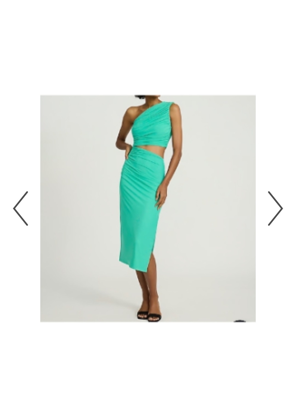 One-Shoulder Green Cutout Midi Dress
